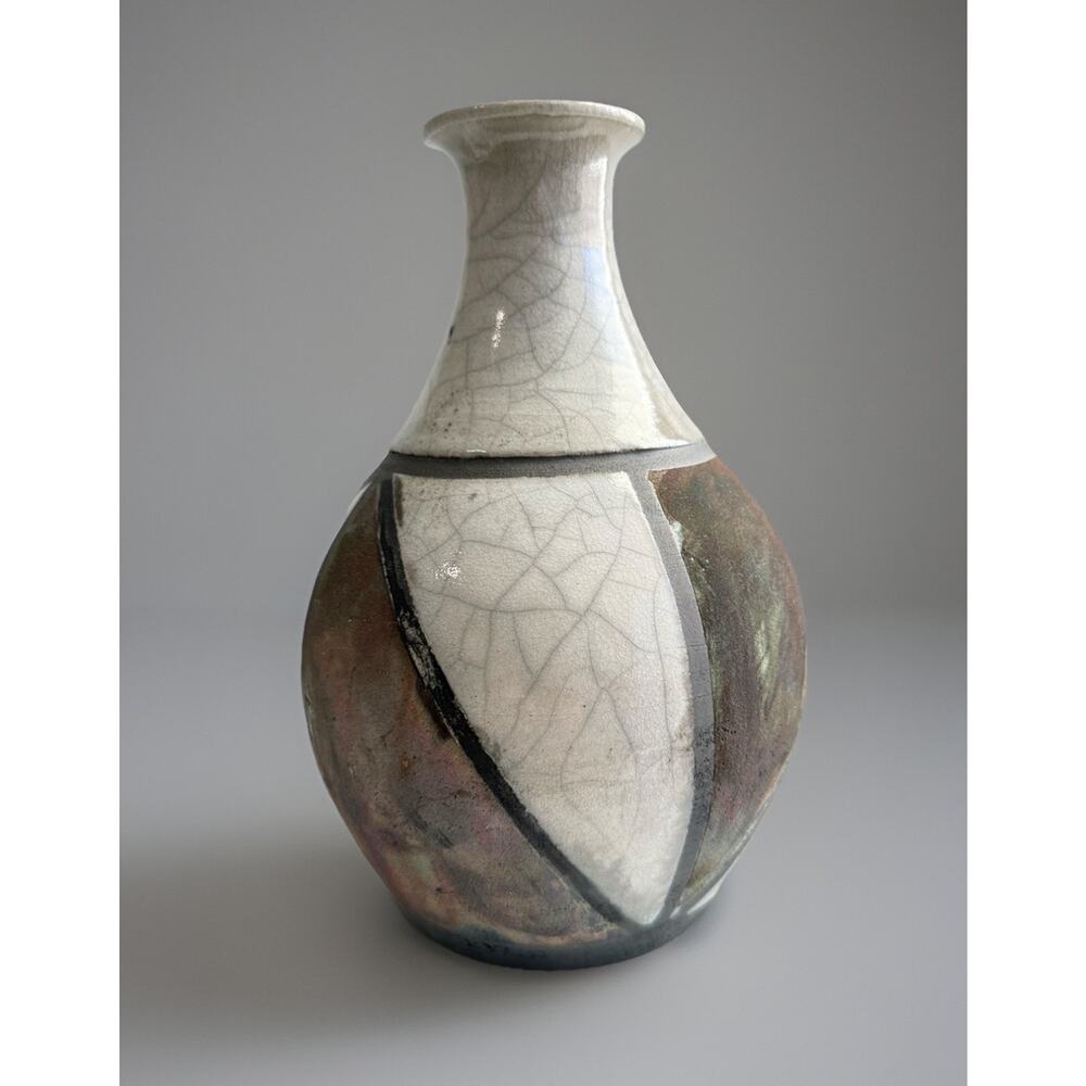 Studio Pottery RAKU Vase BOB MOHR Signed Rustic Decorative Southwest 8"